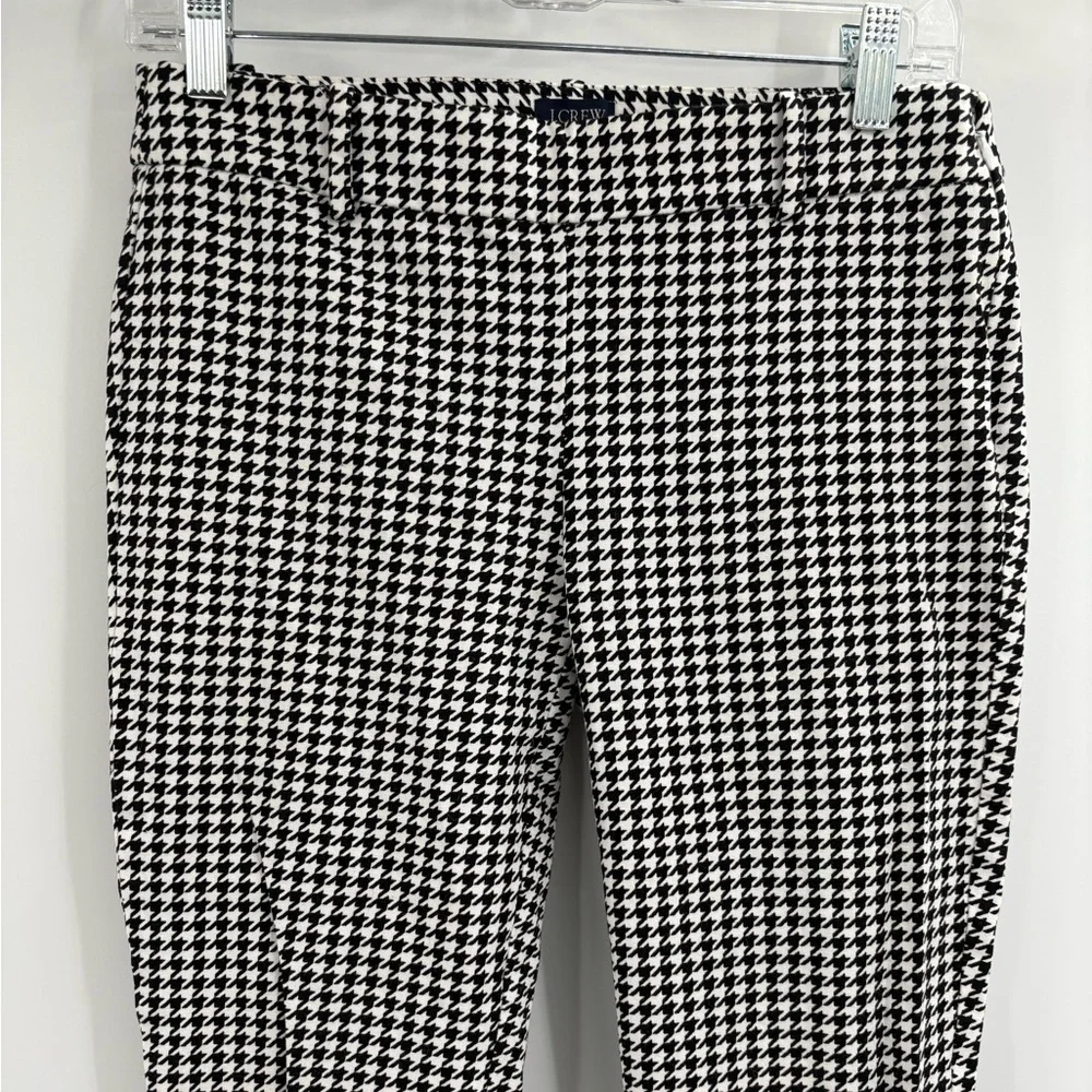 J.Crew Black White Houndstooth Flat cotton Front Skinny Winnie trousers Pants 4